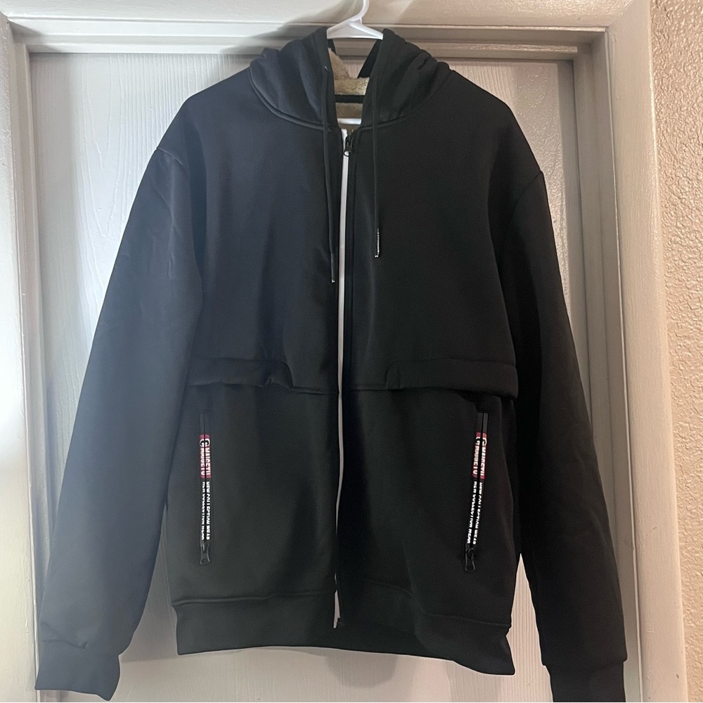 Men's Black Zip-Up Sweater with Hood